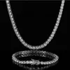 Wholesale D Color VVS Ice Out Round Diamond Moissanite 3 4 Mm Tennis Chain Necklace Sterling Sier Women Men Fine Jewelry
