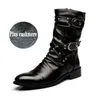 Boots Men's Leather Boots High Quality Biker Boots Black Punk Rock Shoes Men's Women's Tall Boots Size 38--48 231213