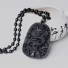 Collier Dragon obsidienne noire, pendentif en Jade, bijoux pour amoureux, amulette porte-bonheur, 165c