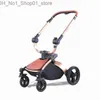 Strollers# Strollers# High Quality Baby Stoller 3 In 1 Pram Landscape Fold PU Leather Kinderwagen Carriage Car Born Pushchair300j Q231215