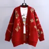 Chandails pour femmes petit ours lettre pull manteau ample et épaissi automne Version coréenne paresseux polyvalent tricoté Cardigan 231214