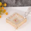 1pc Transparent Golden Square Glass Ashtray, Smoking Ashtray, Living Room Office Bar Indoor Restaurant Decor Cigar Ashtray, Men Gift