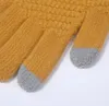 Guantes de fiesta Pantalla táctil de invierno Guantes cálidos y elásticos de punto de imitación de lana para hombres y mujeres con todos los dedos 491QH