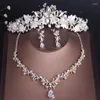 Colar brincos conjunto kmvexo vintage cristal folha pérolas traje strass gargantilha tiara coroa jóias de casamento