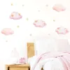 Morbidi nuvole rosa Adesivi murali colorati Gocce di pioggia per decalcomanie da muro per la camera delle ragazze Bellissimi adesivi murali decorativi per la casa della scuola materna