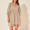 Casual Dresses Women Lantern Sleeve Dress Loose Pleated Mini Pullover Vintage Elegant Solid Color Flow Swing sundress