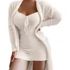 Abiti casual Cappotto da donna Cappotto con cinturino ad H Solido Set invernale Asimmetrico per donna Spiaggia Estate Cotone