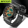 Nieuw merk SANDA mode horloge heren LED digitaal horloge G outdoor multifunctionele waterdichte militaire sporthorloge relojes hombr3307