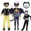 Crianças trajes de halloween anime bendy as máquinas de tinta cosplay meninos meninas bodysuit asa dos desenhos animados disfraces carnaval festa roupas g0284v