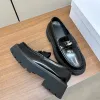 Retro styles genuine leather loafers dress shoes round toes Business Formal oxford Platform embellished Sequined Luxury Designers shoes factory shoes with box