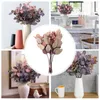 Fleurs décoratives tiges d'eucalyptus 8 pièces feuilles de verdure ensemencées en soie feuille de Contact réel fausses Branches brins gris rose