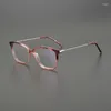 Quadros de óculos de sol de alta qualidade personalidade moda leve sem fazer óculos quadro bloco de cor puro acetato artesanal prescrição óptica