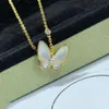 Van Clover Gold High Fancy Farterfly Necklace Women's French White Fritillaria Pendant Rose Gold Clover Collar Chain Chain