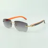 Plain sunglasses 3524012 with orange wooden sticks and 56mm lenses for unisex2987