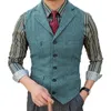 Gilets pour hommes Hommes Gilet Bourgogne Col V Herringbone Tweed Gilet Encoche Revers Pour Les Garçons D'honneur Formels