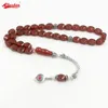 Strand Gemstone Tasbih Natural Brasilien Red Agate Stone Islamic Misbaha Armband Prayer Bead Turkish Fashion Gift Eid Muslim Accessories