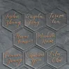 Cartes de voeux 20pcs Clear Acrylique Hexagon Blank Place Laser Cut Sheet Plain Tiles Décoration de mariage pour les numéros de table Nom de l'invité 3072797