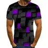 Męskie koszule T Summetra geometryczna Checker Visual 3D Digital Printing Lose okrągła szyja Krótki rękaw T-shirt