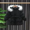 Куртки Осенне-зимняя куртка для маленьких девочек, рождественское сладкое пальто принцессы для девочек, модная детская верхняя одежда с капюшоном, одежда, подарок на день рождения 231213