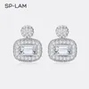 Stud Earrings SP-LAM Luxury Tiny CZ Paved Moissanite Mainstone Fine Jewelry Emerald Cut Vintage Fashion Accessories For Women