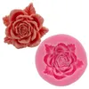 Fleur Rose avec dentelle Silicone Fondant savon 3D gâteau moule Cupcake gelée bonbons chocolat décoration outil de cuisson moules FQ1970341M