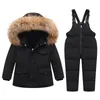 Down Coat OLEKID -30 Degree Russian Winter Down Jacket For Girls Real Fur Collar Children Outerwear Kids Jumpsuit Boys Parka Overalls 231214