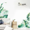 Watercolor Green Tropical Leaves Planets Plantain Wall Stickers for Wall Corner Door Stickers Window Living Room Wall Decals