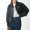 Women's Leather 2023 High Quality Jacket Autumn Short Simple Loose Pocket Single Breasted Suit Lapel Motorcycle Sheepskin Ja
