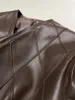 Women's Leather Heavy Duty V-neck Sheepskin Short Jacket Casual Fashion 2024 Fall