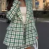 Two Piece Dres Tweed Suit Skirt Set Autumn Elegant Wool 2 Sets Outfit Coats High Waisted Mini Skirts Office Suits for 231213