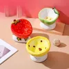 Dog Bowls Feeders Ceramic Pet Bowl Cat Hand Painted Fruit Series Food Neck Protection Oblique Mouth High Foot Puppy 231213