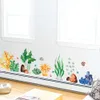 Akwarelowa kreskówka śliczna ośmiornica z kwiatami podwodne stwory naklejki ścienne do pokoju dziecięcego łazienka naklejki na ścianę