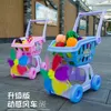 Tools Workshop Shopping Trolley Cart Supermarket Push Car Toys Basket Mini Simulation Fruit Food Preteny Spela Toy for Children 231213