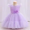 Girl Dresses Infant Girls Flying Sleeve Flower Prints Dress Custume Mesh Overall For Clothes Age 6