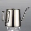 Potes de café de aço inoxidável longo bico gotejamento chaleira n gooseneck mão despeje sobre pote coffeeware 231214