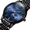 Wristwatches Two-pin Semi-automatic Mechanical Watch Men With Calendar Leisure Steel Waterproof Through
