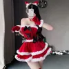 Sexy Set Sexy Cat Girl Cosplay Traje Mulheres Natal Miss Santa Claus Ano Xmas Party Fantasia Terno Outfits Sex Maid Roleplay Uniforme 231213