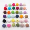 Chengkai 50pcs 20mm rond tricot coton Crochet perles en bois boules pour bricolage décoration bébé anneau de dentition bijoux collier jouet T200730249D