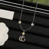 Collana da donna di design Orecchini con diamanti colorati Collana con pendente a lettera G. Set di marca di lusso in rame all'ingrosso