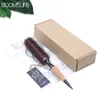 Hair Straighteners Professional Black Hog Mane Boar Bristle Round Wooden Barrel Rolling Curling Styling Hair Brush Iron Anti Static Roll Hairbrush 231213