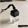 Diffuseurs d'huiles essentielles Cube Creux Voiture Par Bouteille Rétroviseur Ornement Suspendu Désodorisant Pour Diffuseur Parfum Verre Vide Penda Dhqdi