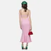 Casual Jurken 2023 Zomer Sexy Roze Ketting Fishtail Rok Bandage Jurk Hip