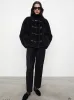 Vestes Femmes Cachemire Tweed à manches longues pour femmes d'hiver 2024FW Bouton en cuir français Col rond Manteau court à simple boutonnage