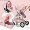 Коляски # Детская коляска 3 в 1, модная, хорошего качества, High Landscape Mom, розовая коляска, дорожная коляска, корзина для перевозки, детское автокресло и Troll243Q Q231215