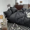 Bedding sets Black Set for Boys Girls Bedroom Washed Cotton Duvet Cover Pillowcase Bedspread Simple Fashion Bed Sheet Linens 231214