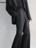 Мужские брюки Mauroicardi, весенне-осенние черные струящиеся прямые мужские брюки с высокой талией, модные свободные повседневные брюки для мужчин 2023 231214