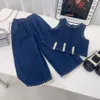 Kleidungssets Mädchen Kleidung Mode Kinder Mädchen Denim Jeans Weste und Hose mit weitem Bein Anzug Kinder Kleinkind 2 12 Jahre 231214