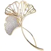 Makeup Brushes Rhinestone Brooch Luxurious Leaf Pin Delicate Suit Accessory Ginkgo Fashion Jewelry Elegant Lapel