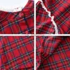 Damesblouses Overhemden Bebobsons' Nieuw herfstrood geruit overhemd Preppy-stijl Top met lange mouwen, enkele rij knopen en kanten kraag T-shirt YQ231214