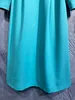 Blue dress standing collar, long sleeved belt, waist cinching dress, 2023 autumn new solid color, simple and slim fit, mid length skirt